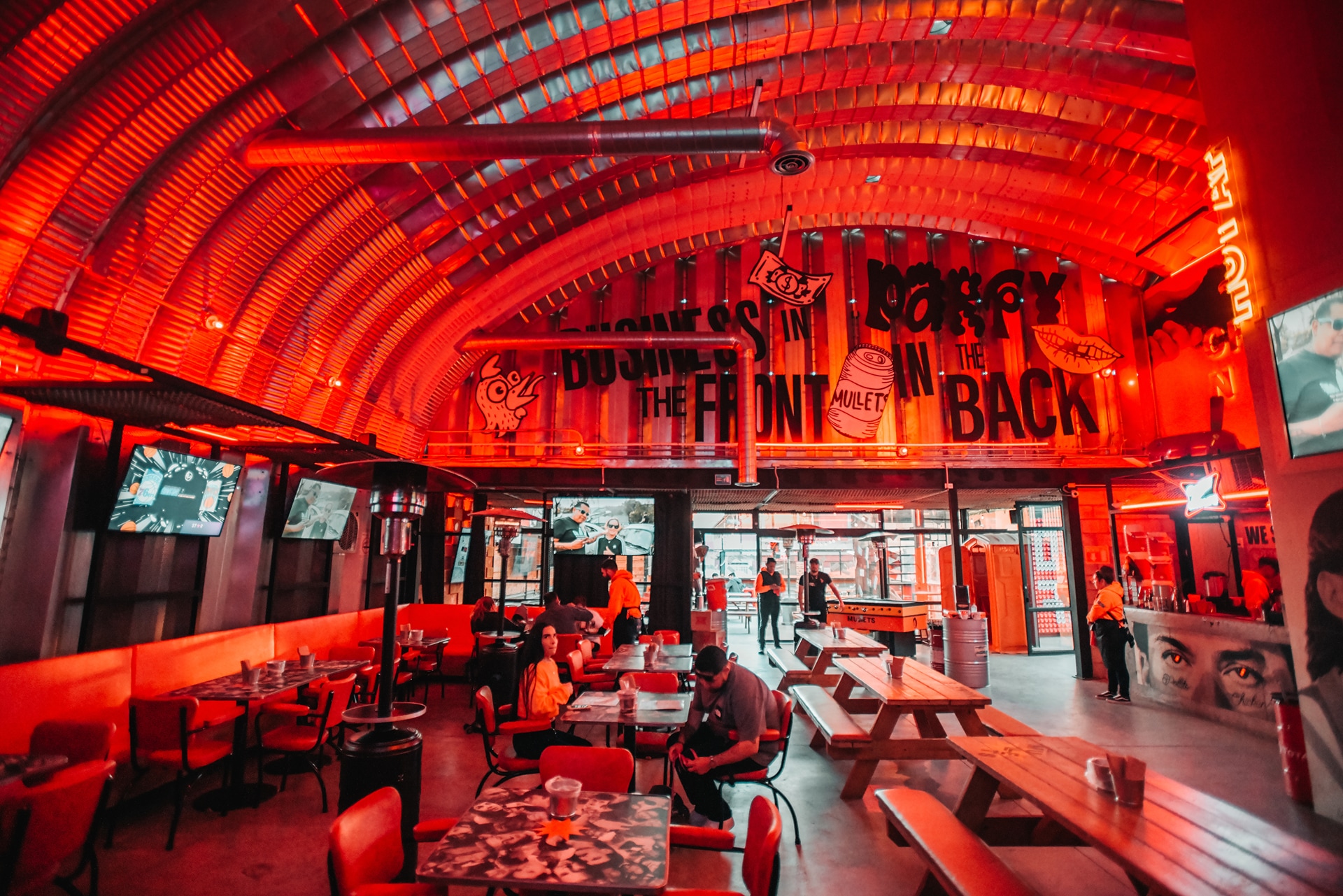 DSC_7232 1 Mullets dining room under a red-lit arched ceiling