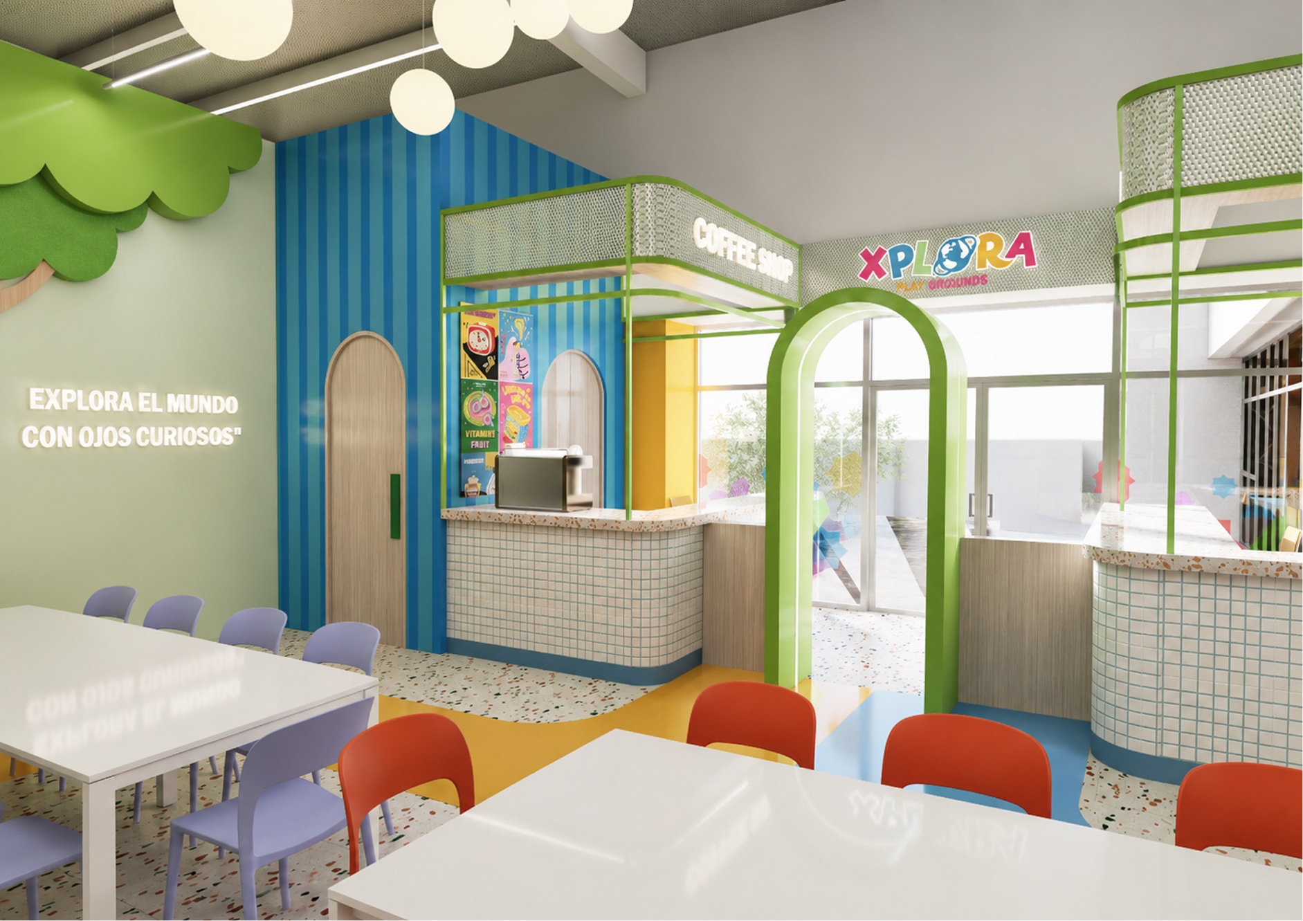 Explora1 Xplora Playground party area with tables