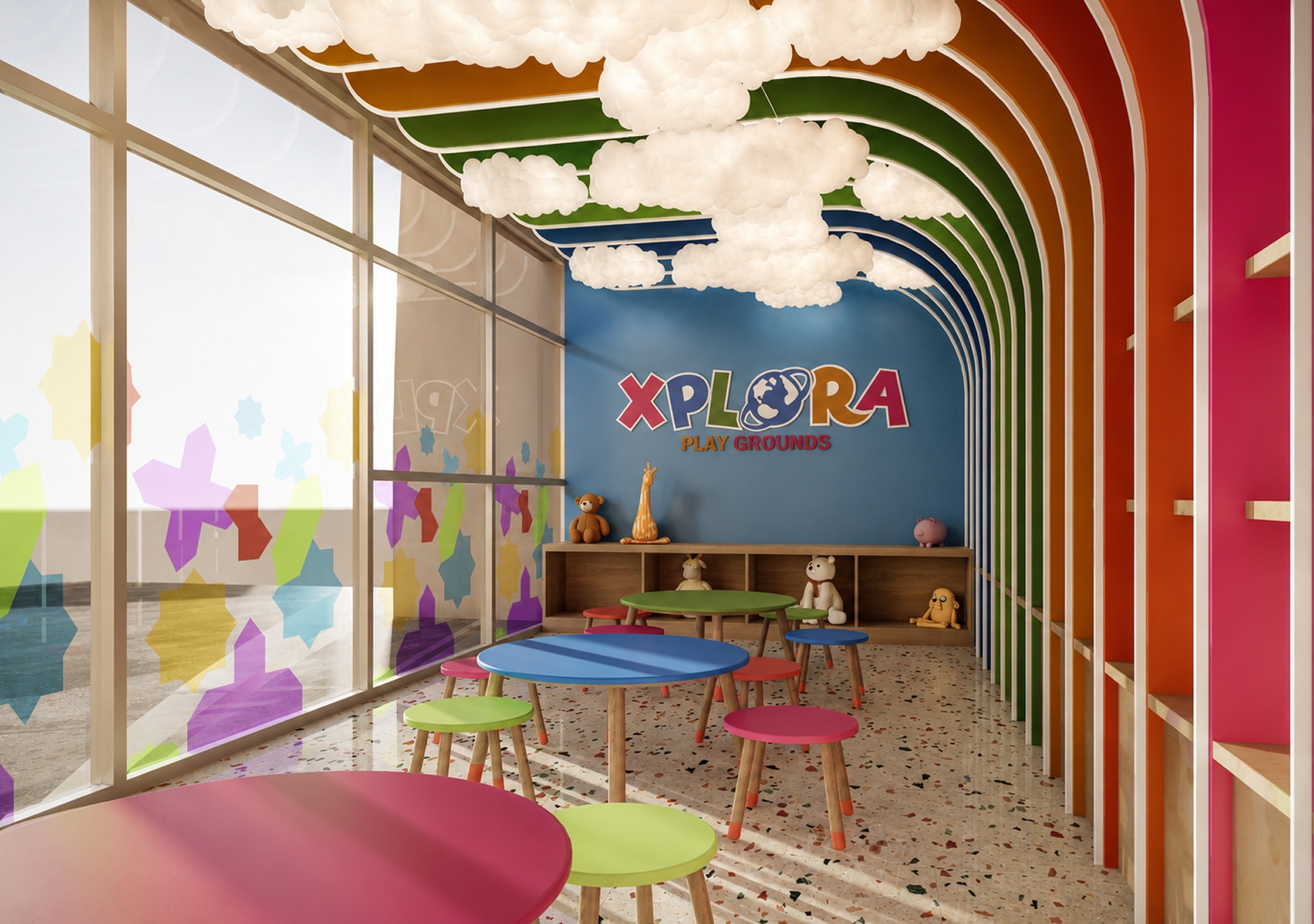 Explora2 Xplora Playground play area seen through glass