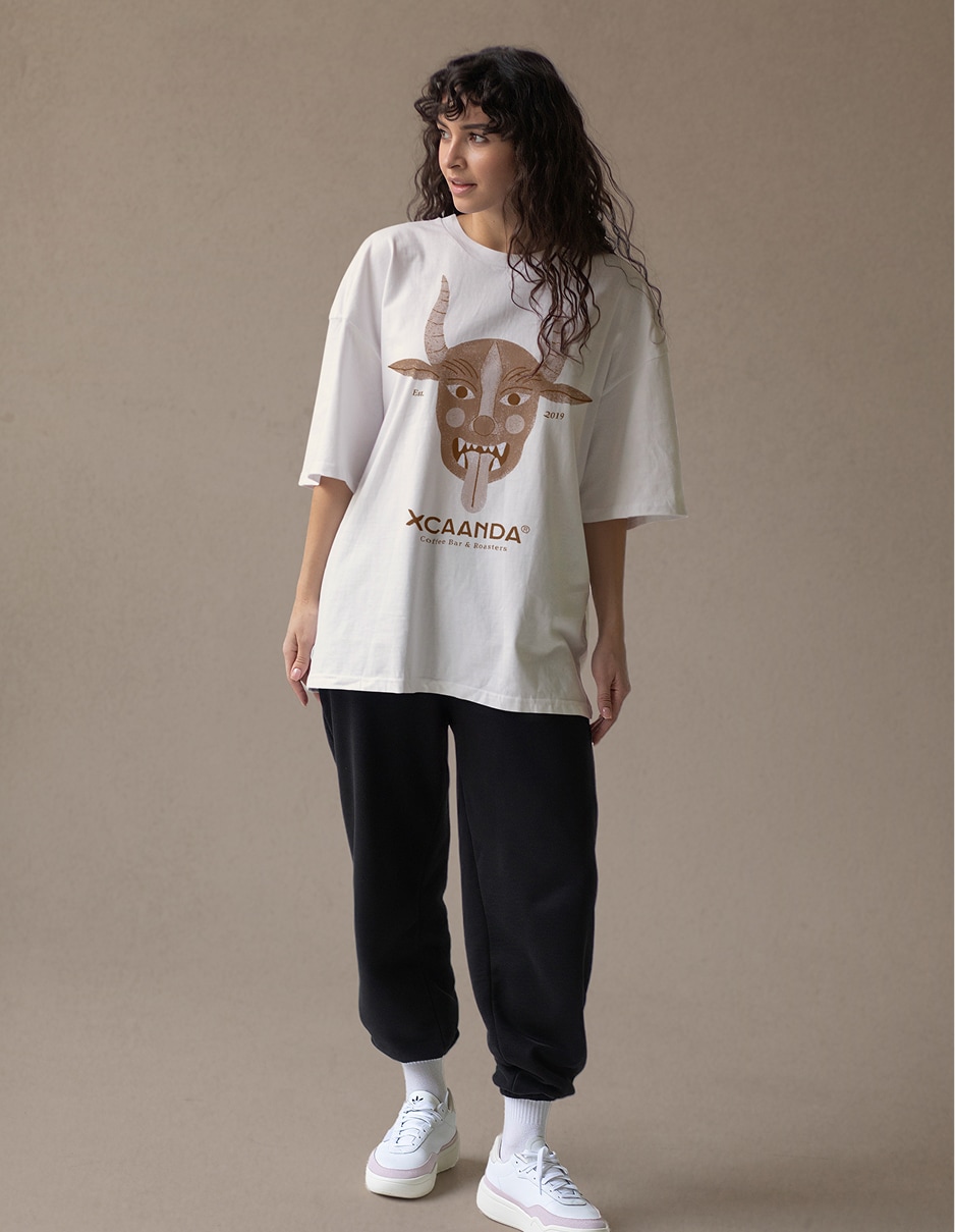 Front5 1 Model wearing an Xcaanda t-shirt