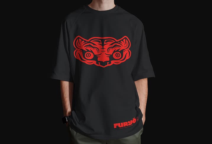 image 6 Black Furyo Cafe t-shirt with red tiger graphic