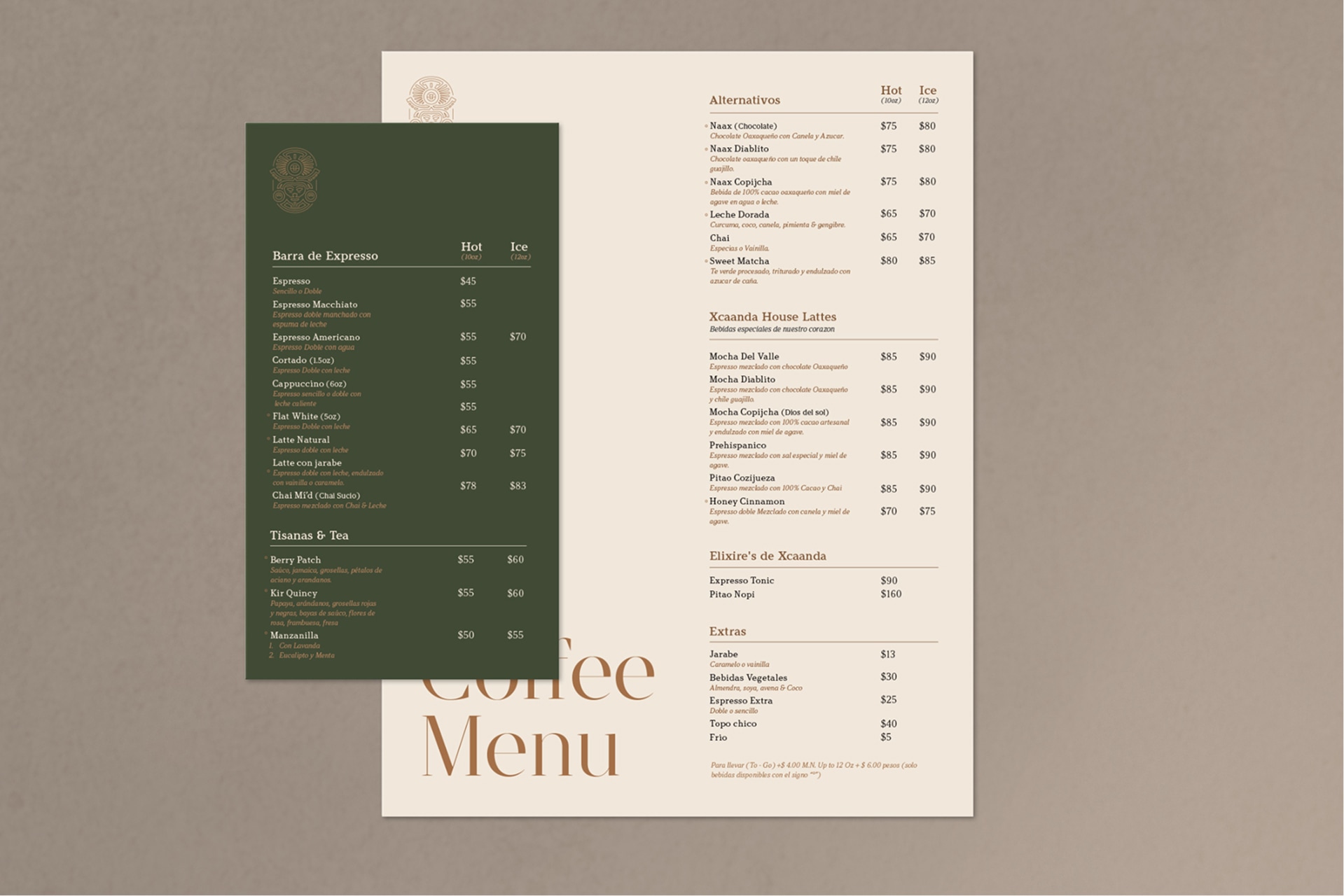 menus 1 Xcaanda coffee menu