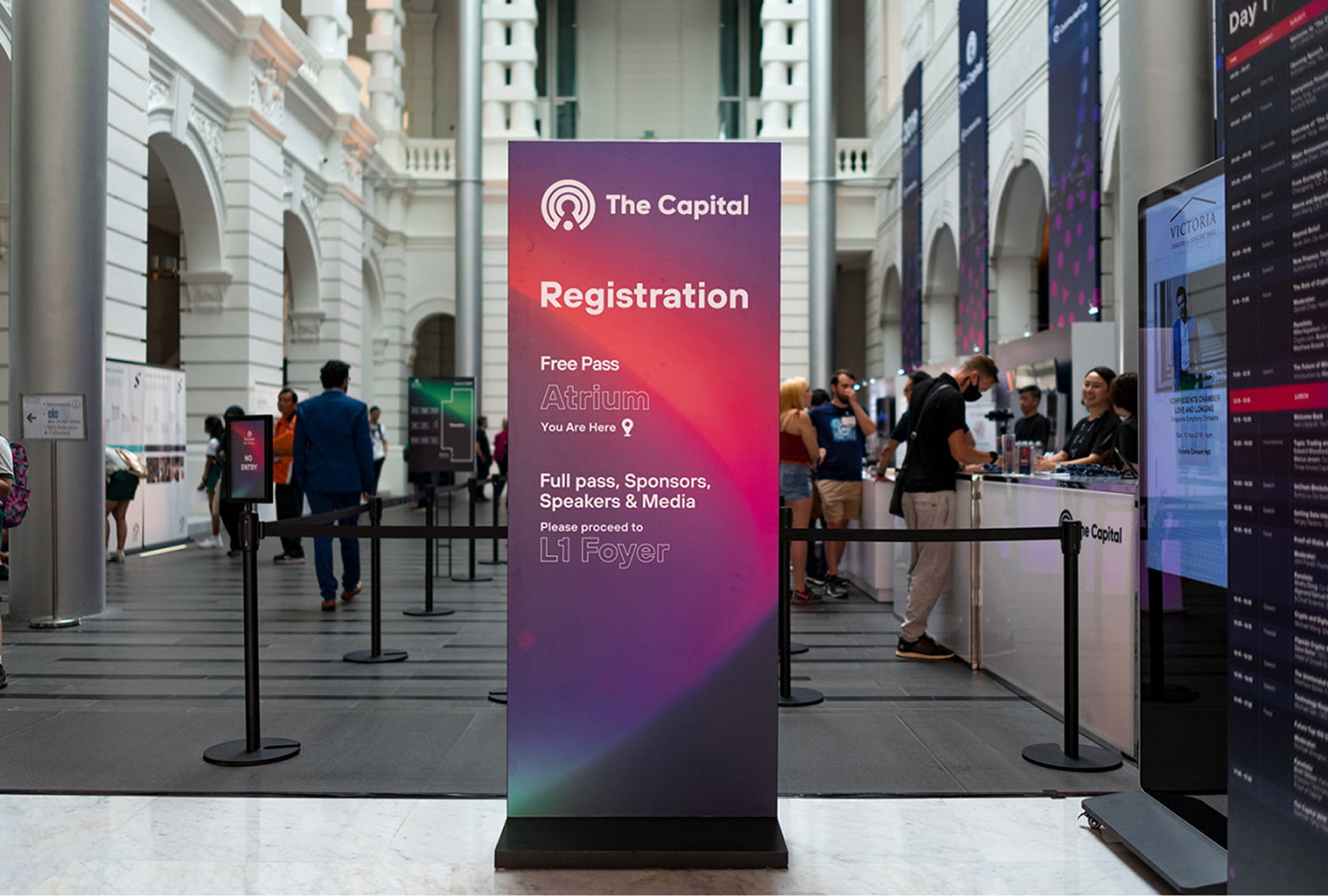 The Capital registration signage at the venue